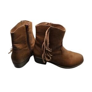 Lusey Girls Brown Fringe Western Boots Size 1